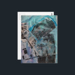 The Retro Working Man Trunk and Saws Collage Briefkaart<br><div class="desc">A mixed media collage made and photographed by Angelandspot in the year 2026 with vintage images in black and white from a wood working book from the 1950s era combined with some other papers and paints in a mixed media collage format</div>