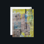 The Retro Working Men Mixed Media Collage Briefkaart<br><div class="desc">A mixed media collage made and photographed by Angelandspot in the year 2026 with vintage images in black and white and blue and white from a wood working book from the 1950s era combined with some other papers and paints</div>