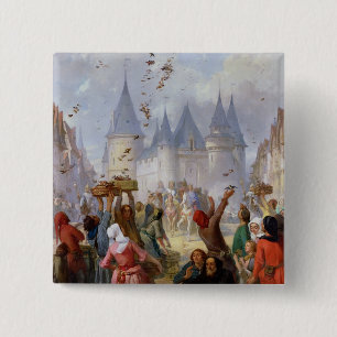The Return of St. Louis en Blanche of Castille Vierkante Button 5,1 Cm