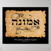 The righteous shall live by faith Emunah Art Print (Voorkant)