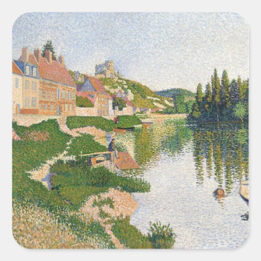 The River Bank, Petit-Andely, 1886 Vierkante Sticker (Voorkant)