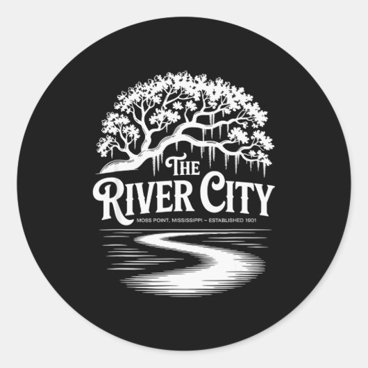 The River City Moss Int Live Oak Est. 1901  Ronde Sticker (Voorkant)