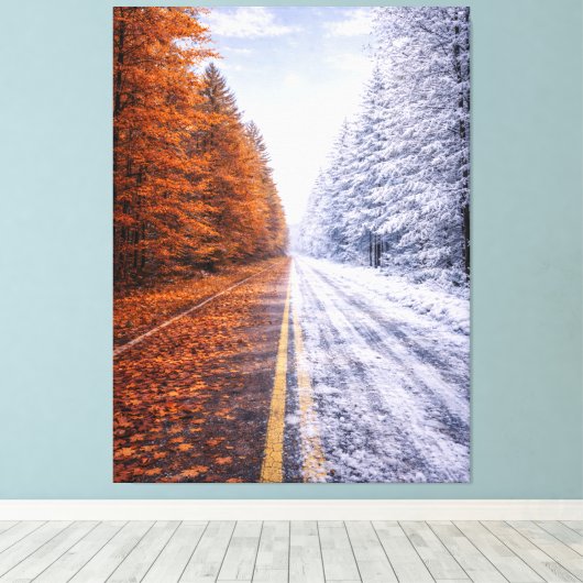 The Road Between Seasons – Time and Choice  Canvas Afdruk (Insitu (Houten vloer))