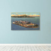 "The Rock", Uitzicht van Alcatraz Island Canvas Afdruk (Insitu (Houten vloer))