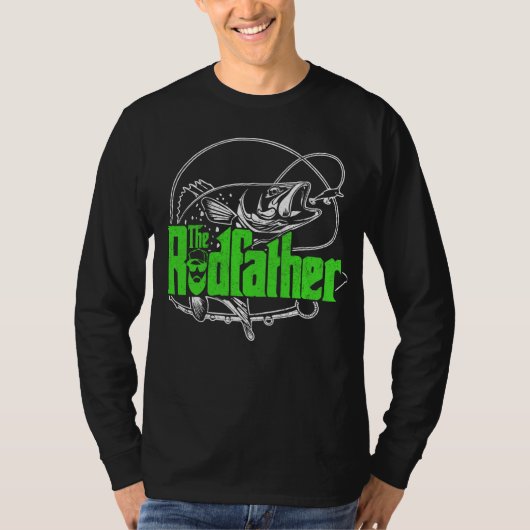 The Rodfather Funny en Fishermen Gift Parodie T-shirt (Voorkant)