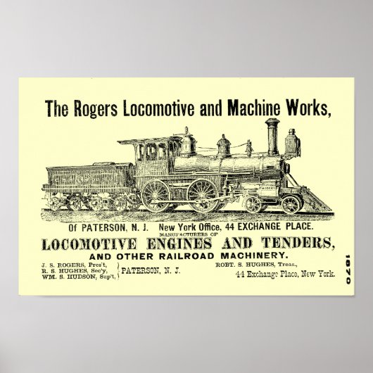 The Rogers Locomotive Works, Paterson, N.J.1870 Poster (Voorkant)