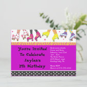 The Roller Skating Invitation Happy Birthday Party Kaart (Staand voorkant)