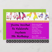 The Roller Skating Invitation Happy Birthday Party Kaart (Voorkant / Achterkant)