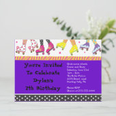 The Roller Skating Invitation Happy Birthday Party Kaart (Staand voorkant)