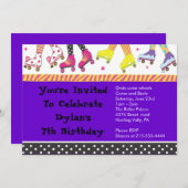 The Roller Skating Invitation Happy Birthday Party Kaart (Voorkant / Achterkant)