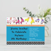 The Roller Skating Invitation Happy Birthday Party Kaart (Staand voorkant)