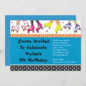 The Roller Skating Invitation Happy Birthday Party Kaart (Voorkant / Achterkant)