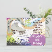 The Roller Skating Invitation Happy Birthday Party Kaart (Staand voorkant)