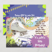 The Roller Skating Invitation Happy Birthday Party Kaart (Voorkant / Achterkant)