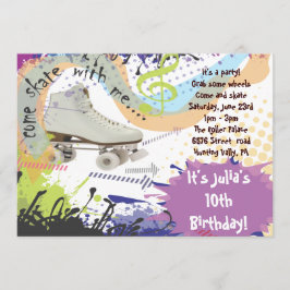 The Roller Skating Invitation Happy Birthday Party Kaart