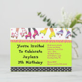 The Roller Skating Invitation Happy Birthday Party Kaart (Staand voorkant)