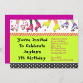 The Roller Skating Invitation Happy Birthday Party Kaart (Voorkant / Achterkant)