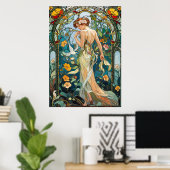 The Romantic Vine Art Nouveau Feminine Poster (Thuiskantoor)