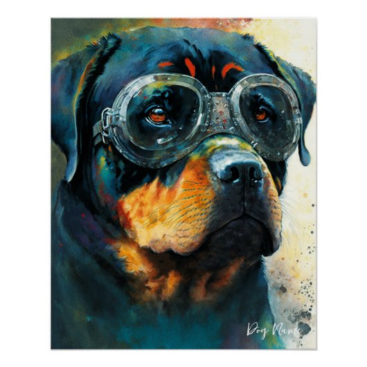 The Rottweiler Dog With Sunglasses 004 Perfect Poster (Voorkant)
