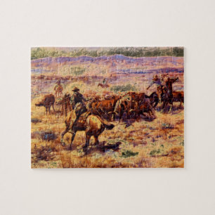 The Roundup', Charles M. Russell_Art van Amerika Legpuzzel