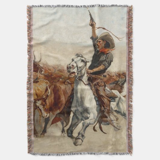 The Roundup Western Art van Frederic Remington Deken (Voorkant Verticaal)
