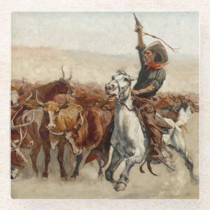 The Roundup Western Art van Frederic Remington Glazen Onderzetter