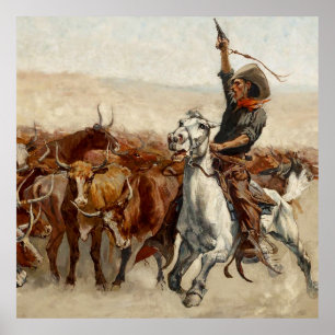 The Roundup Western Art van Frederic Remington Poster