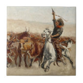 The Roundup Western Art van Frederic Remington Tegeltje (Voorkant)