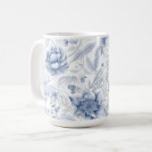 The Royal Blue Porcelain Floral Pattern Vol.1 Koffiemok (Voorkant links)