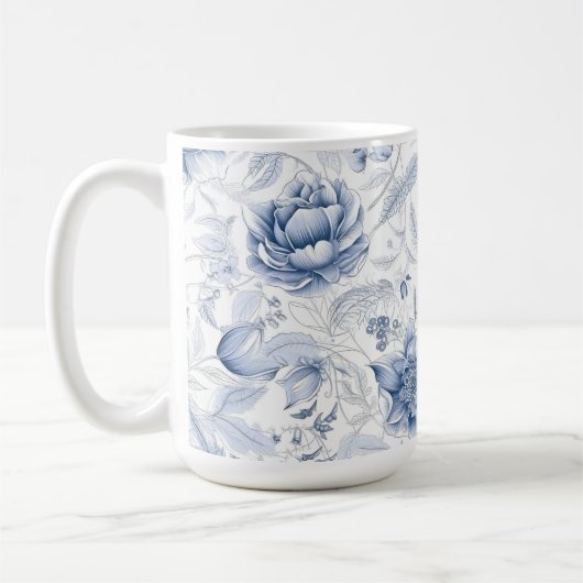 The Royal Blue Porcelain Floral Pattern Vol.1 Koffiemok (Links)