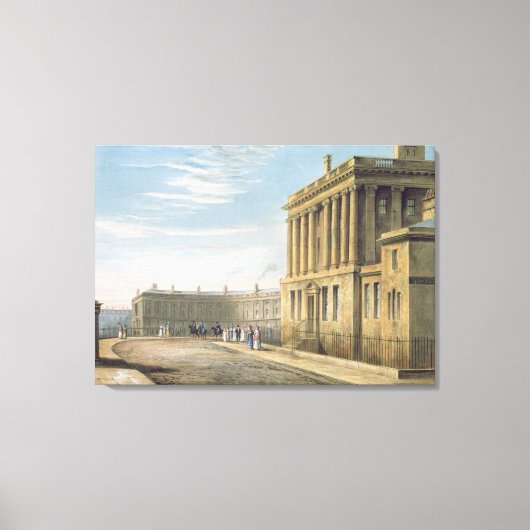The Royal Crescent, Bath 1820 Canvas Afdruk (Voorkant)