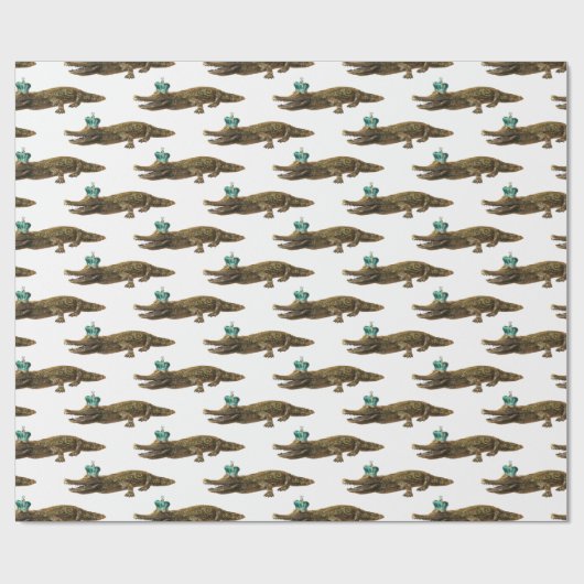 The Royal Croc - Fun Girly Modern Jewel Alligator  Cadeaupapier (Vlak)