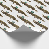 The Royal Croc - Fun Girly Modern Jewel Alligator  Cadeaupapier (Hoek)