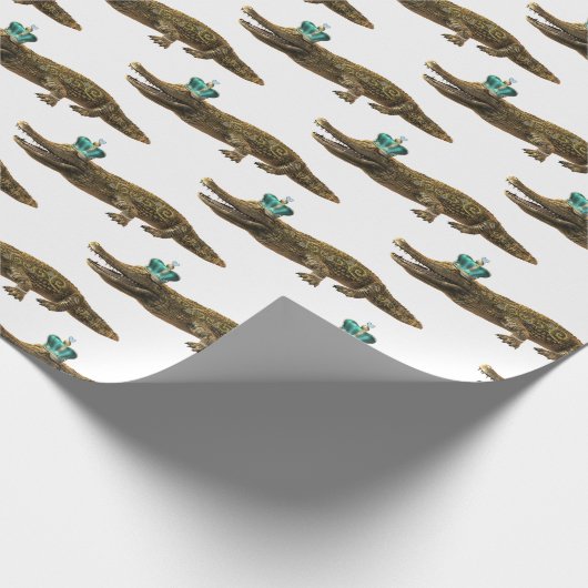 The Royal Croc - Fun Girly Modern Jewel Alligator  Cadeaupapier (Hoek)