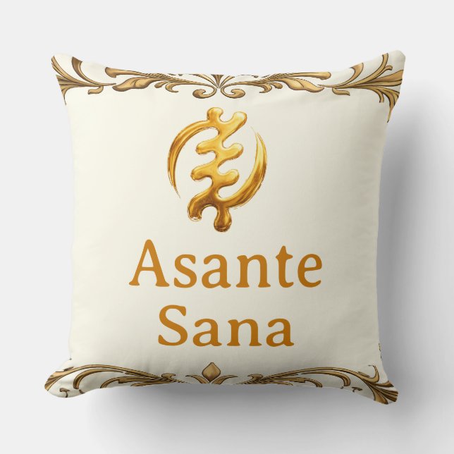 "The Royal Reversible" Asante Sana Gouden Adinkra  Kussen (Voorkant)