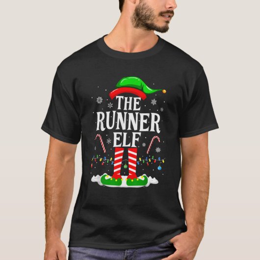 The Runner Elf Xmas Funny Runners Kerst Hardlopen T-shirt (Voorkant)