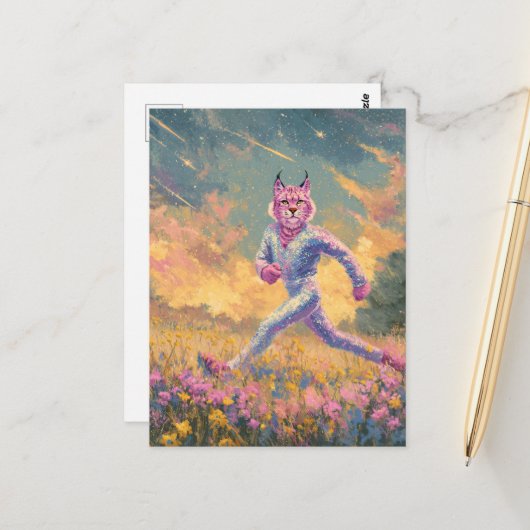 The Running Bobcat Briefkaart (Voorkant / Achterkant in situ)