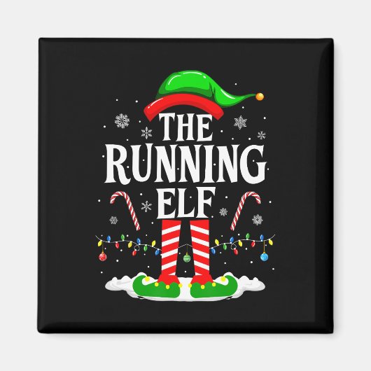 The Running Elf Xmas Running Funny Runner Christma Magneet (Voorkant)