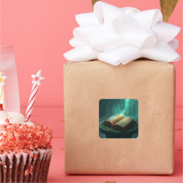 The Sacred Book of Moss and Magic Vierkante Sticker