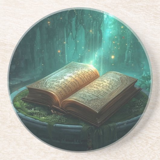 The Sacred Book of Moss and Magic Zandsteen Onderzetter (Voorkant)