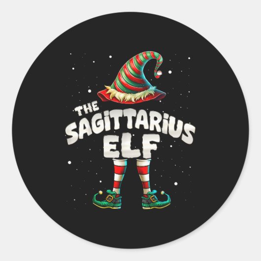 The Sagittarius Elf Family Matching Group Christma Ronde Sticker (Voorkant)