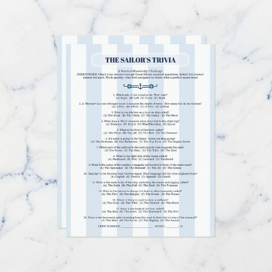 The Sailor’s Trivia Challenge