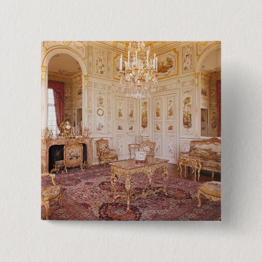 The Salon Chinois, c.1740 Vierkante Button 5,1 Cm (Voorkant)