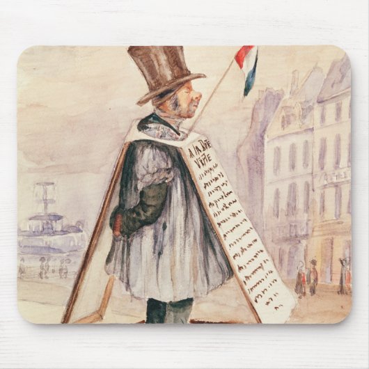 The Sandwich Board Man, Boulevard du Temple, 1839 Muismat (Voorkant)