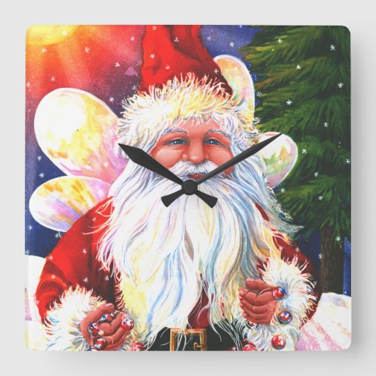The Santa Fairy Vierkante Klok (Voorkant)