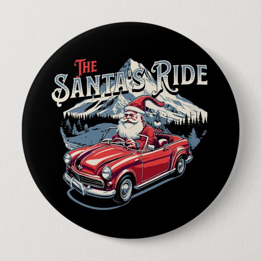 the santa's ride. ronde button 4,0 cm (Voorkant)