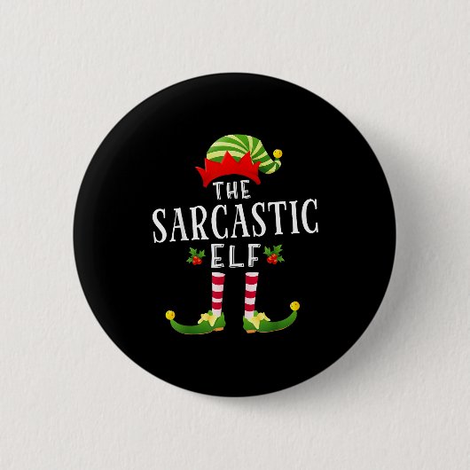 The Sarcastic Elf Christmas Matching Pajama  Ronde Button 5,7 Cm (Voorkant)