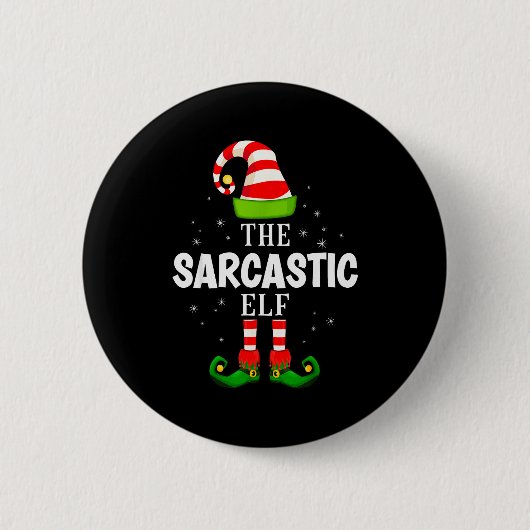 The Sarcastic Elf Christmas Pjs Matching Pajama Ronde Button 5,7 Cm (Voorkant)