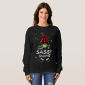 The Sassy Gnome Red Buffalo Plaid Christmas Pajama Trui (Voorkant volledig)