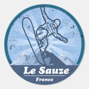 The Sauze Ski Station - Snowboard Ronde Sticker